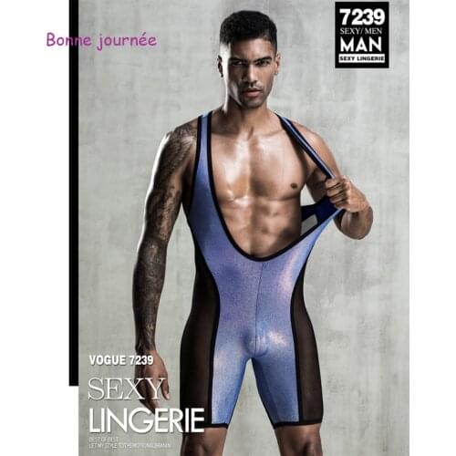 Mens Sexy Underwear Sexy One-piece Sexy Swimwear Uniforms Temptation Fetish Lingerie Porno Sissy Mens Sheer Bodysuit Jumpsuit