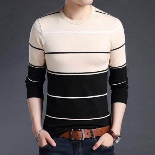 Brand Sweater Mens 2021 New Fashion Pullover Striped Slim Fit Jumpers Knitred Woolen Autumn Korean Style Casual Men Clothes