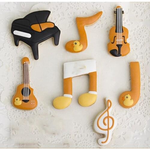 7pcs music tool Note guitar Metal Cookie Cutter Fondant Cake Decor sugar craft Pastry Biscuit cupcake bread mold