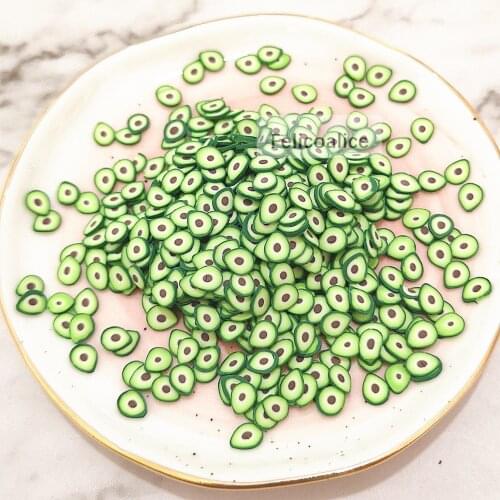 New 20g Slime Filler DIY Accessories Mini Avocado Fruit Slices Fluffy Clear Slime Supplies Gift Toy Clay Sprinkles 5mm
