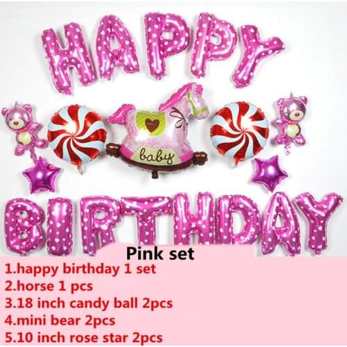 New Baby Happy Birthday Theme Party Decoration Combination Suit Balloons Baby Shower Air Balls For Kids Princess Birthday