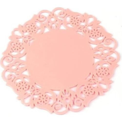 Hollow Lace Flower Design Round Silicone Table Cups Coaster Heat Resistant Pads SCIE999