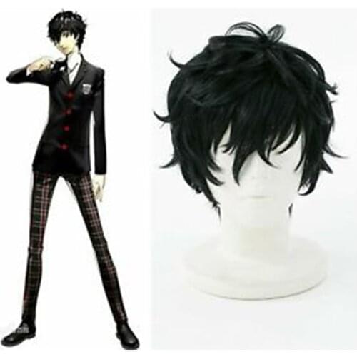 P5 Persona 5 Kurusu Akira Joker Cosplay Wig Anti-wrinkle Curly Hair Cosplay Hair+wig cap Halloween Party Role Cosplay Costumes