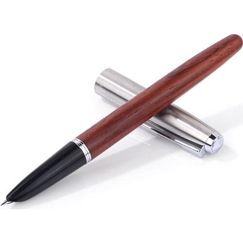 Fountain Pen Jinhao 51A Rose Wood Stainless Steel Cap 0.38mm Extra Fine Calligraphy Ink Pens