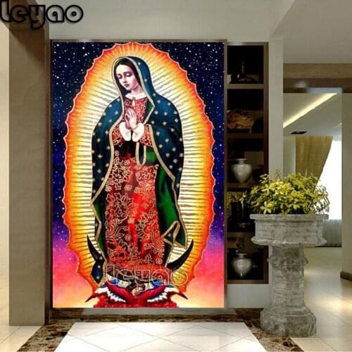 Full Round Square Diamond Painting Our Lady Of Guadalupe Handmade Diamond Embroidery Religion Mosaic Christmas Gift Home Decor