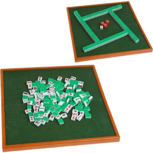 Portable Mini 144 Mahjong Set Mah jong Table Traditional Game Travel Foldable C5AF