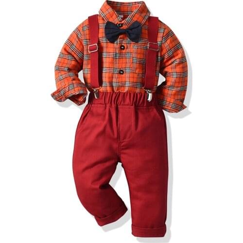 Christmas New Baby Suit Childrens Suits 2Pcs/Set Kids Baby Boys Business Suit Fashion Printed Shirt+ Pants Suit For Boys 1-8 Age