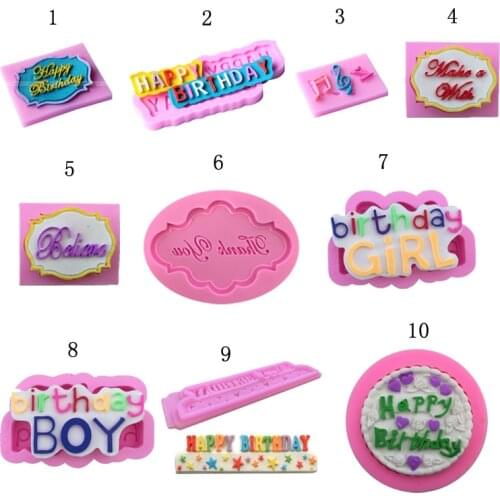 Happy Birthday Best Wish silicone molds chocolate fondant Letter form of the alphabet cake decoration Tools baking utensils