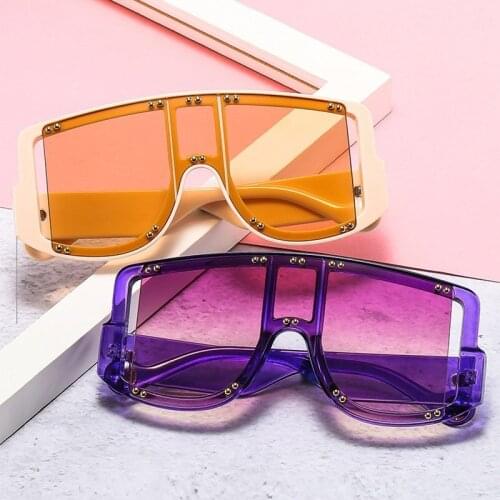 Candy Colors Modern Square Sunglasses Women Shield Shades Female Vintage Brand Design Oversized Sun Glasses Men Oculos De Sol