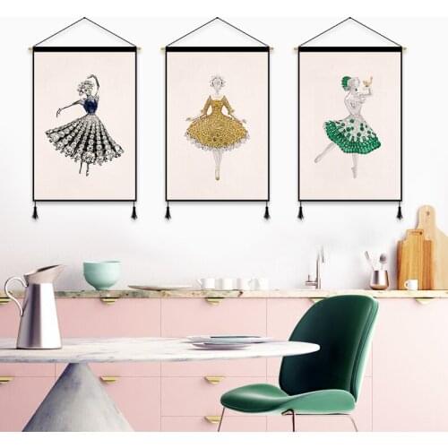Modern Ballet Wall Art Canvas Decorative Painting Print Posters Dance Classroom Girls Bedroom Home Decor Scroll Painting Gift