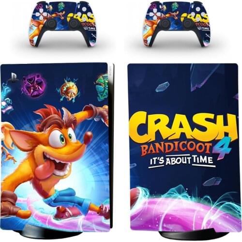 Crash Bandicoot PS5 Standard Disc Skin Sticker Decal for PlayStation 5 Console & Controllers PS5 Digital Edition Skin Sticker
