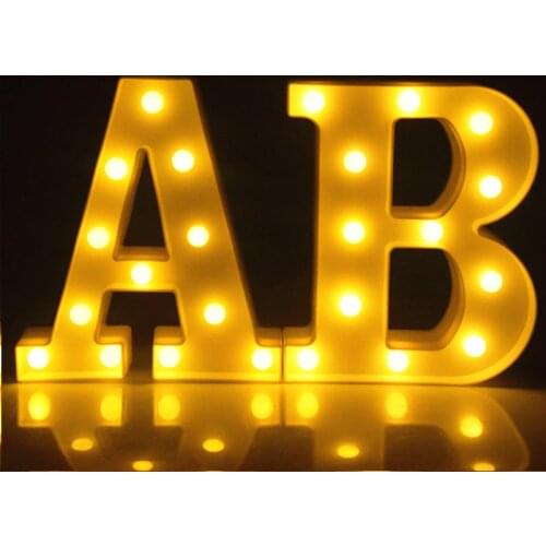 Luminous 26 Letters Led Light 0-9 Number Battery Lamp Indoor Wall Hanging Night Lamps For Wedding Birthday Party Decor Led Light