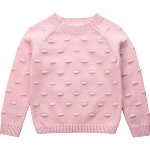 Children Baby Sweaters Hair ball Sweaters Winter Girls Pink White Sweaters Knit Kids Pullover Casual Boys Clothing