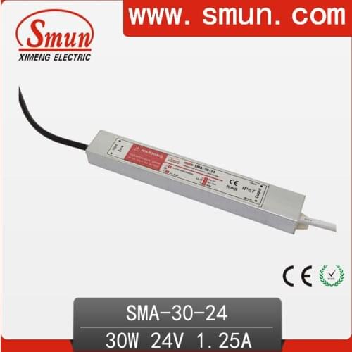 30W12-24v 1.25A constant current waterproof IP67 LED driver switching power supply for led strip light CE ROHS 1 year warranty