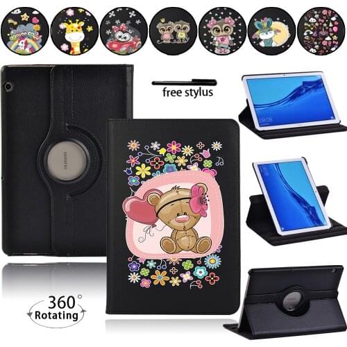 360 Rotating Tablet Case for Huawei MediaPad T3 10 9.6"/T5 10 10.1" with Wake-Up Function Case + Free Stylus