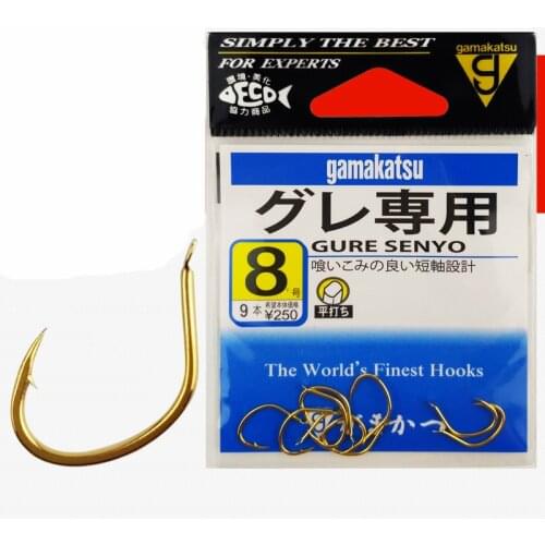 High Strength Gamakatsu Golden Barbed Fishing Hooks Boat Raft Fishhook Lure Worm Fishing Tackle Sharp Raft Barbed Hook 5-8