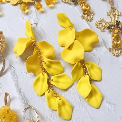Bright Long Flower Earrings for Women Summer Boho Dangle Korean Hoop Acrylic Earrings Aretes De Mujer Moda Feminina 2021 Femme