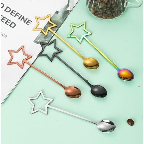 Western Style Star Coffee Tea Spoon 304 Stainless Steel Root Beer Festoon Spoons Corrosion-Resistant Tea Spoon Mixing Latte