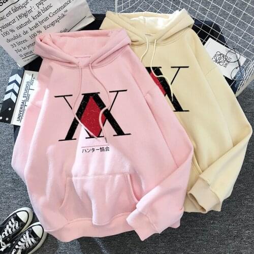HUNTER X HUNTER Harajuku Pink Pullovers Casual Tops O-neck Womens Hooded Sweatshirt Student casua Hoodie Pullovers Long Sleeves
