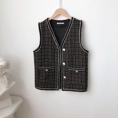 Woven vest womens autumn 2021 new simple and fashionable small lattice vest vest jacket