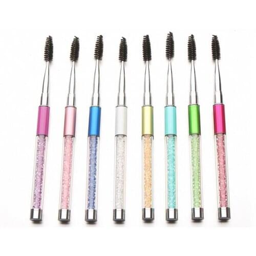 100 pcs 8 Colors Rhinestone Acrylic Handle Eyelash Brushes Combs Spiral Mascara Wands Eyelash Extension Applicator Spoolers Make