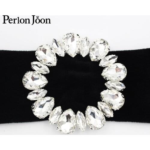 2pcs 7.5cm(inner 5cm) Big glass Round crystal rhinestons high quality buckle wedding dress silver shoes buckel KT024