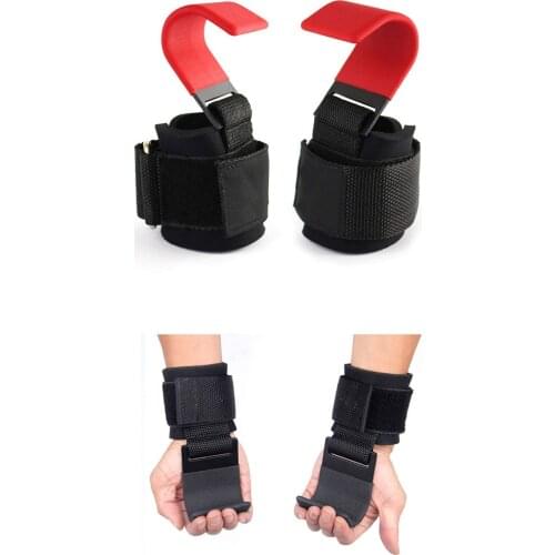 2 PCS Weight Lifting Hooks Hand-Bar Wrist Straps Gym Fitness Hook Strap Training Pull-Ups Gloves Exercise