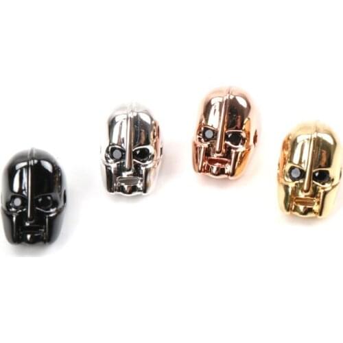 Skull 4 Color Beads Jewelry Micro Pave Zircon Black Crystal Disco DIY Bracelet Accessories Copper Brass DIY Jewelry 6x6mm