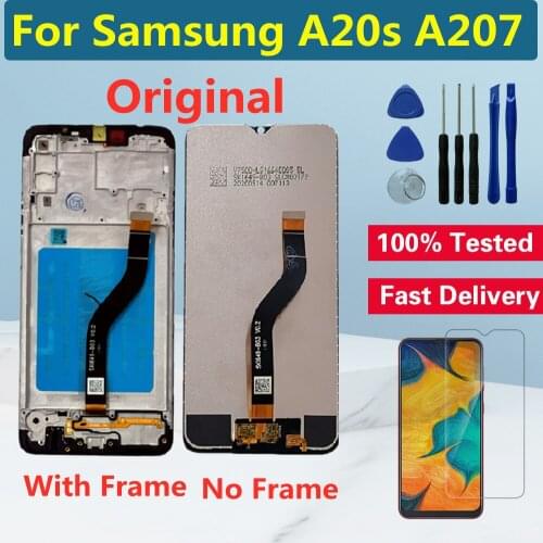 6.5"Original Screen For Samsung Galaxy A20s A207 LCD Display Touch Digitizer For Samsung A207 A207F LCD Screen Frame Replacement