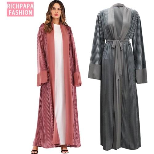Velvet Abaya Kaftan Dubai Arabic Islam Muslim Hijab Dress Jilbab Caftan Abayas For Women Turkish Islamic Clothing Ramadan Giyim