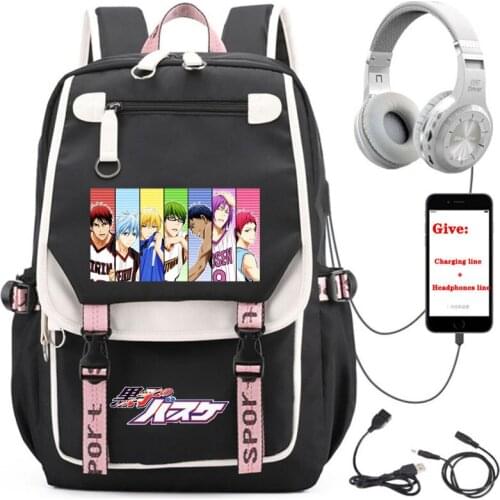 Anime Kurokos Basketball backpack student School book Bag Unisex Travel Backpack USB Charging teenagers Laptop packsack