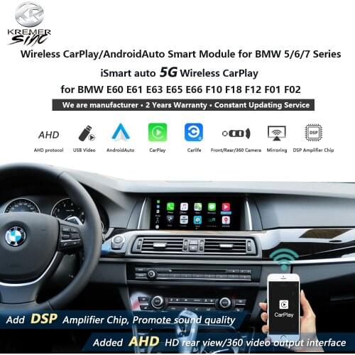 Wireless CarPlay Android auto for BMW 5/6/7 Series E60 E61 E63 E65 E66 F10 F18 F12 F01 F02 Mirroring Airplay iSmart Auto