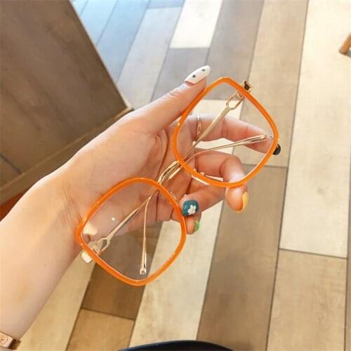 Oversized Square Glasses Women Simple Style Big Frame Eyeglasses Female Transparent Elegant Spectacle