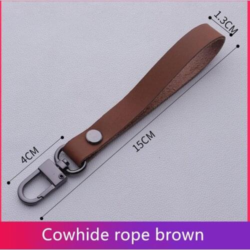 Cowhide keychain first layer leather lanyard Gun color hook short strap practical gift key chain wrist pendant phone charm