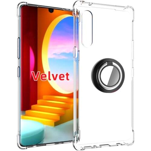 Case for LG Velvet Shockproof Magnetic Car Finger Ring Holder Soft Case Cover for LG Velvet 5G LM-G900N LM-G900E