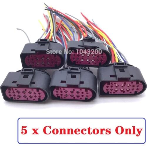 For Audi VW Skoda Seat Xenon Headlight 14 pins Plug Connector with wire 1J0973737 / 1J0 973 737