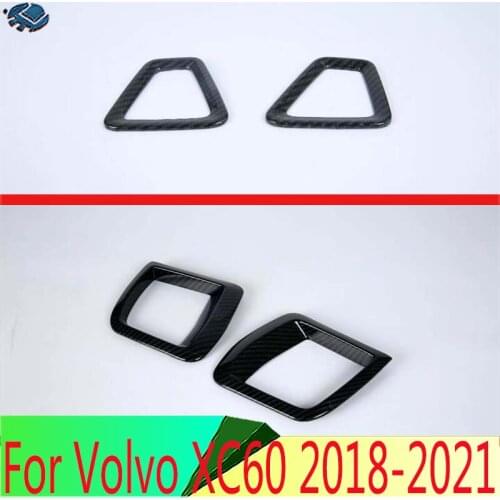 For Volvo XC60 Carbon Fiber Style Air Vent Outlet Cover Dashboard Trim Bezel Frame Molding Garnish Accent Styling