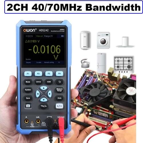OWON Handheld Oscilloscope Multimeter Waveform Generator 2CH+1CH 40MHz 70MHz Bandwidth 20000 Counts 3-in-1 Digital Scope Meter