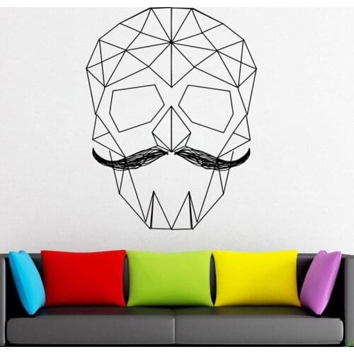 Geometrical Skull Vinyl Decal Geometric Wall Vinyl Sticker Paper Origami Wall Decoration DIY Murals JH19