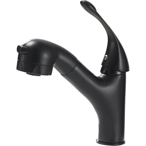 Hot sale pull-out basin cold and hot single hole basin faucet 304 stainless steel black shampoo faucet with nozzle