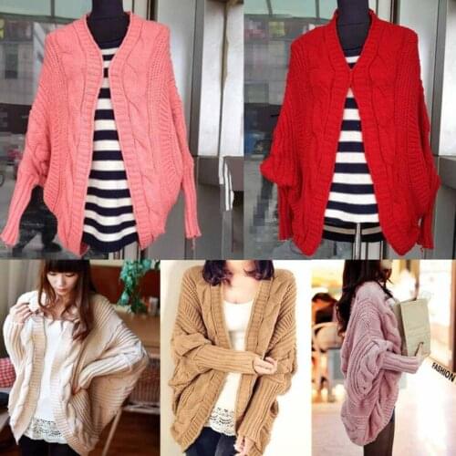 5 Color Women Cardigan Thick Loose Knitted Poncho Shawl Batwing Wrap Sweater Top