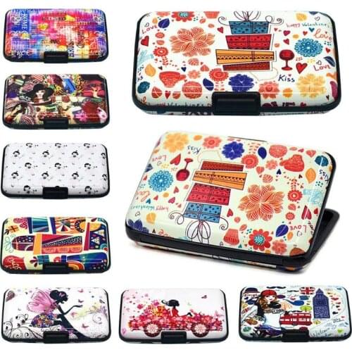 Women Fashion Color Printing RFID Anti-theft Business Card Box Credit Card Pocket Wallet Holder Aluminum Card Case Waterproof