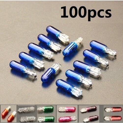 100pcs car T5 12v 1.2w Warm White amber blue green pink lamp instrument lights desk board bulbs auto interior warnning lights