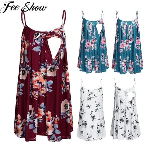 2021 Women Pregnancy Breastfeeding Tanks Tops Womens Clothing Sleeveless Print Floral Tops Shirt Nursing Sling Vest Camisole