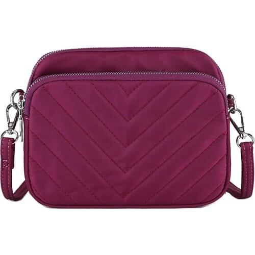 Fashion Women Lingge Large Capacity Solid Color Zipper Crossbody Shoulder Bag