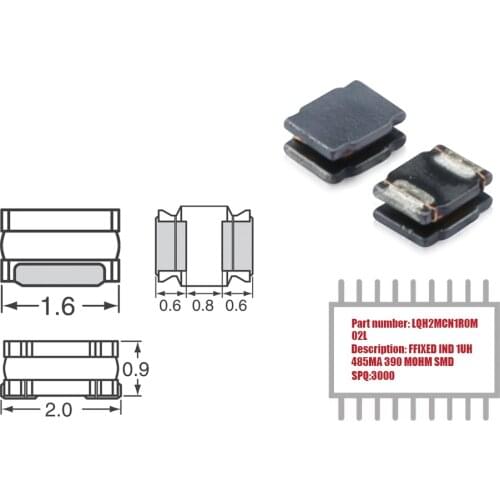 My Group Asia 3000PCS LQH2MCN1R0M02L Unshielded SMD IND±20% 1UH 485MA 390 MOHM SMD Fixed Coil Chip Inductors in Stock