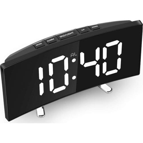 Table Alarm Clock 7 Inch Curved Dimmable Led Sn Electronic Digital Desktop Clock For Kids Bedroom Large Number Table Clock