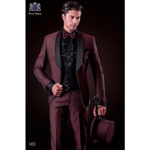 Latest Coat Pant Designs Italian Burgundy Wedding Suits For Men Slim Fit 3 Piece Tuxedo Custom Groom Prom Blazer Terno Masculino