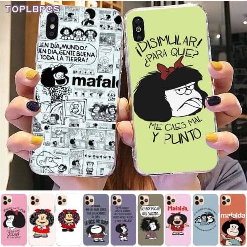 TOPLBPCS Cute girl mafalda New Fun Luxury Unique Phone Cover for iPhone 8 7 6 6S Plus X 5S SE 2020 XR 11 12 pro XS MAX