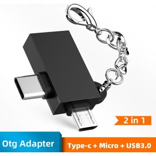 2-in-1 Type-C Micro USB USB 3.0 OTG Adapter Mini Portable Cable Converter For Huawei Xiaomi Data Sync Adapter Plug n Play